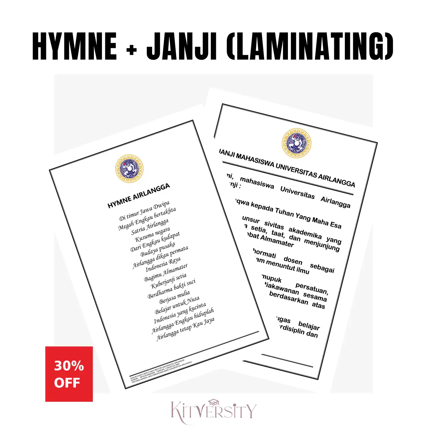 Hymne Airlangga & Janji Mahasiswa (Print Laminating)